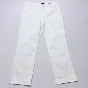 Gloria Vanderbilt Amanda White High Rise Tapered Jeans Womens 14P Short Stretch